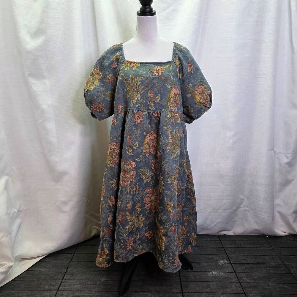 Polagram Cottagecore Tapestry Puff Sleeve Midi Dress Size 3XL